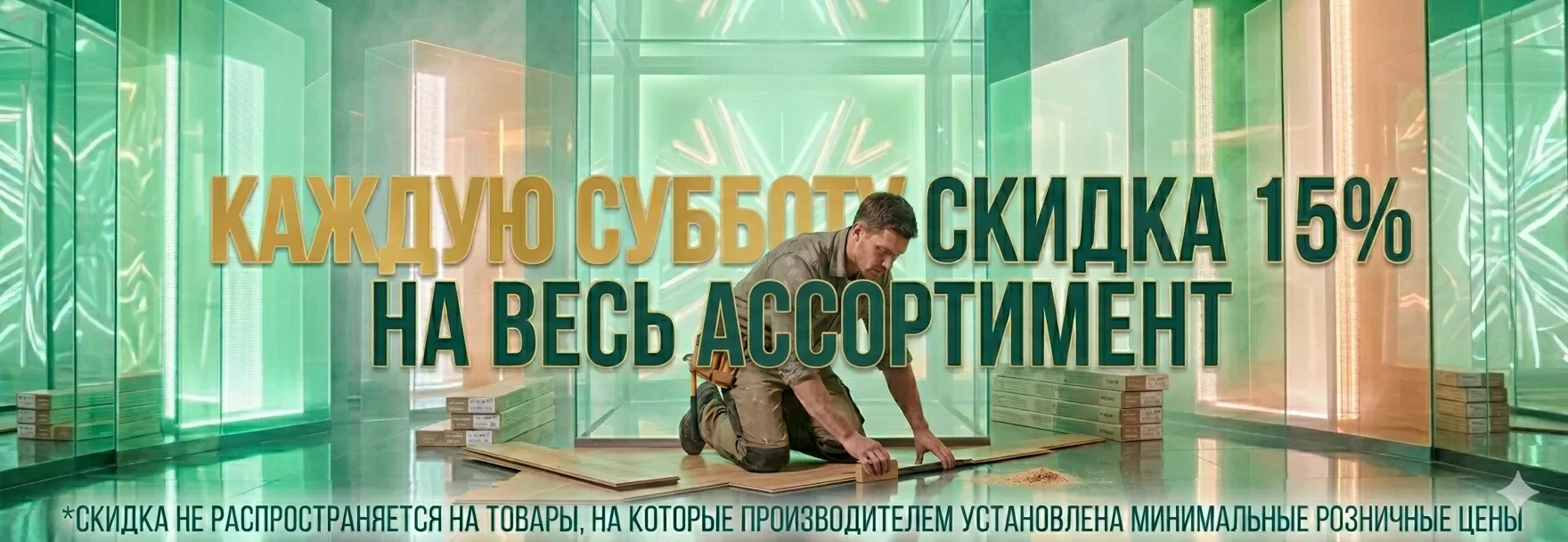 скидка 15% на весь ассортимент ламината